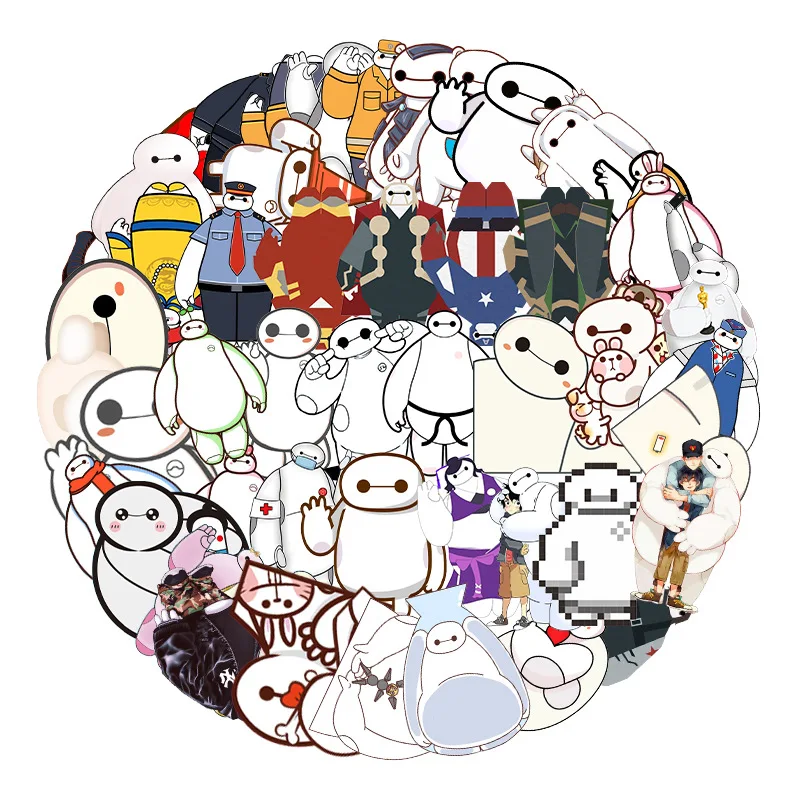 

51 Pcs/set Disney Hero 6 Stickers Cartoon Anime Figure Baymax Multifunctional Stick Notebook Graffiti Waterproof Sticker