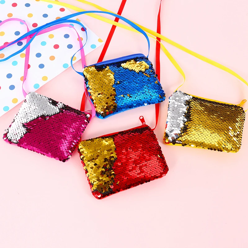 Women Mermaid Tail Sequins Coin Purse Girls Crossbody Bags Sling Money Change Card Holder Wallet Purse Bag Pouch For Kids Gifts