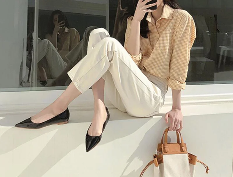 glitter ladies gray grey flats large size yellow slip on patent leather pointed toe women work plain designer shoes china