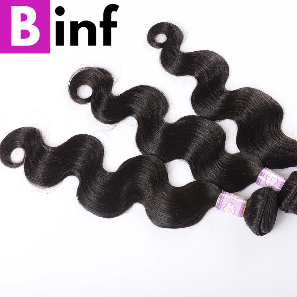 Body Wave 3 Bundles With Closure Brazilian Non Remy Hair Weave 100% Human Baby | Шиньоны и парики