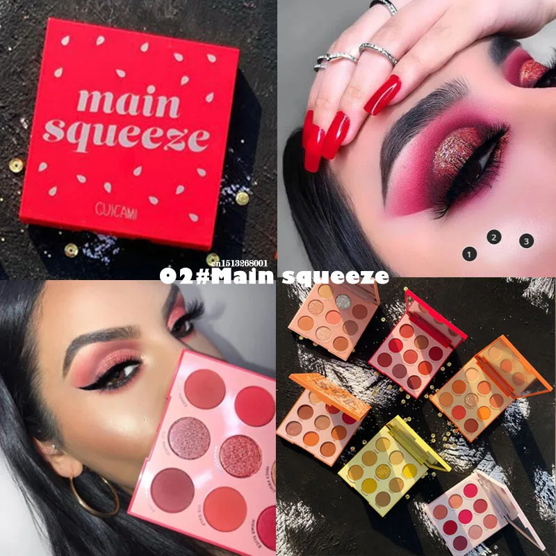 Палитра неоновых теней для век GUICAMI желтый глиттер блестящая пигментированная