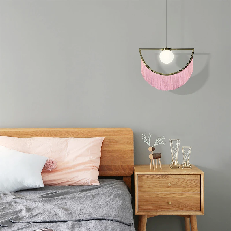 

New Cloth Tassel Pendant Lighting Coffee Shop Bar Bedroom Art Restaurant Single Head Hanging Lamp Fixtures Home Decor