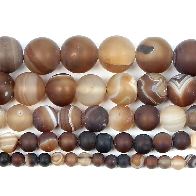

4-12mm Natural Stone Beads Loose Round Frosted Coffee Agates Stone Beads For Jewelry Making DIY Charm Bracelet Necklace Handmade