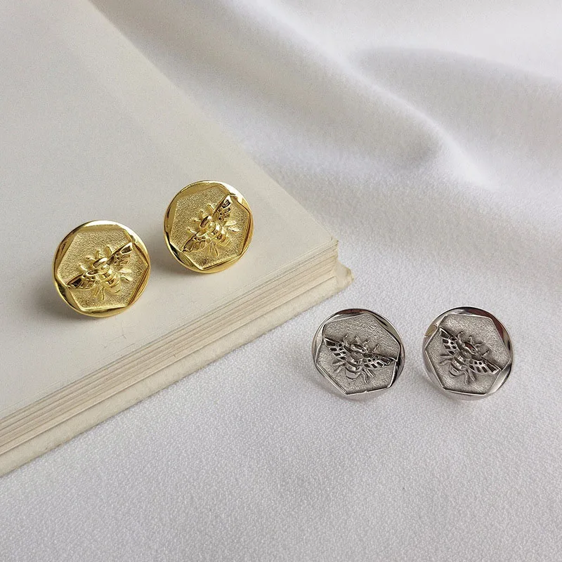 Новые серьги-гвоздики из стерлингового серебра 925 пробы с маленькими пчелами и