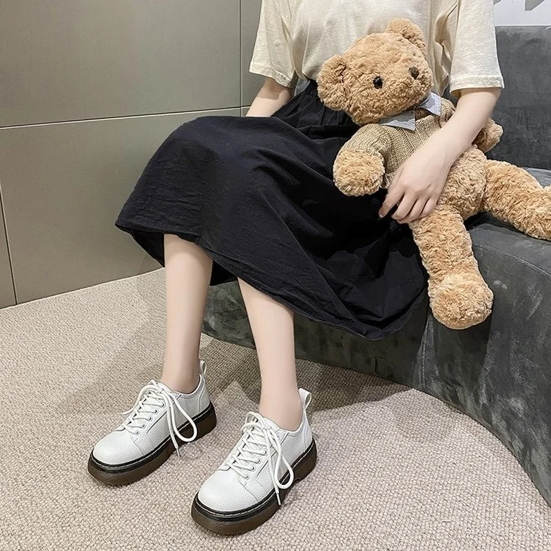 

Thick-soled British Style Fashion Leather Shoes Women's Autumn 2021New Style Increased Retro Casual Round-toe Single Shoes Women