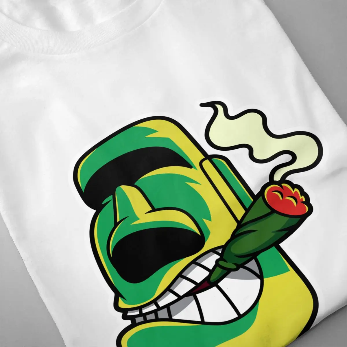 Мужская футболка с коротким рукавом Moai черная Повседневная 3D-принтом