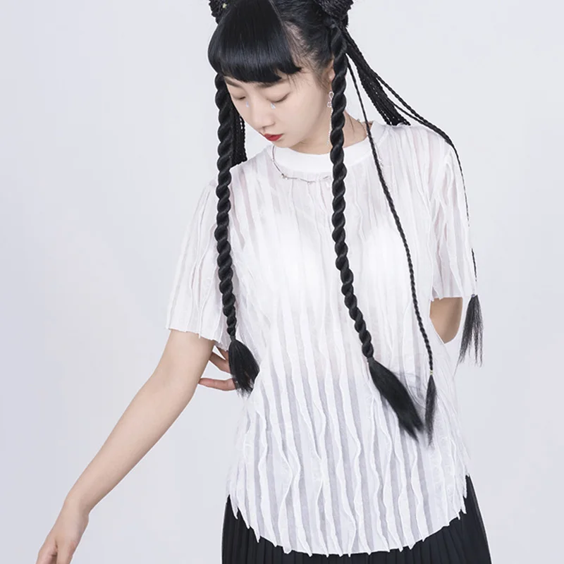 

Summer T-Shirts Mujer Harajuku Hollow Out Tees Top Polyester Women Clothes Casual Short T Shirt ONeck Short Sleeves Blusas Femme