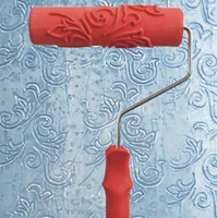 7 inch embossed flower pattern painting brush sleeve diy wall ceiling art paint roller brush diy decor tool with handle
