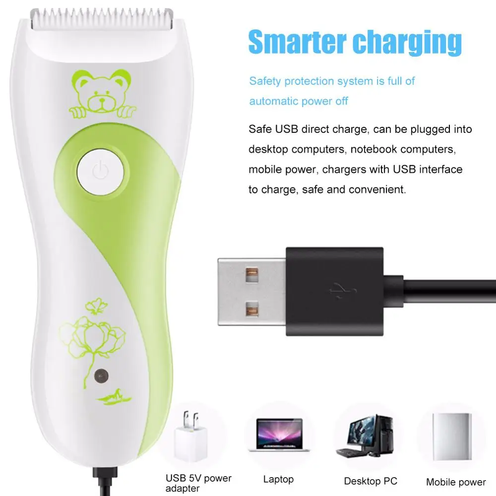 

Rechargeable Electric Hair Clipper Waterproof Powerful hair Trimmer for Baby Infant Professional USB Electric Hairdressing Tool