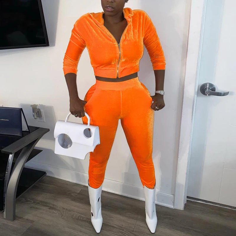 

2021 Hirigin, повседневная верхняя одежда из 2 предметов, бархатные подходящие комплекты с капюшоном, женский осенне-зимний топ на молнии с длинны...