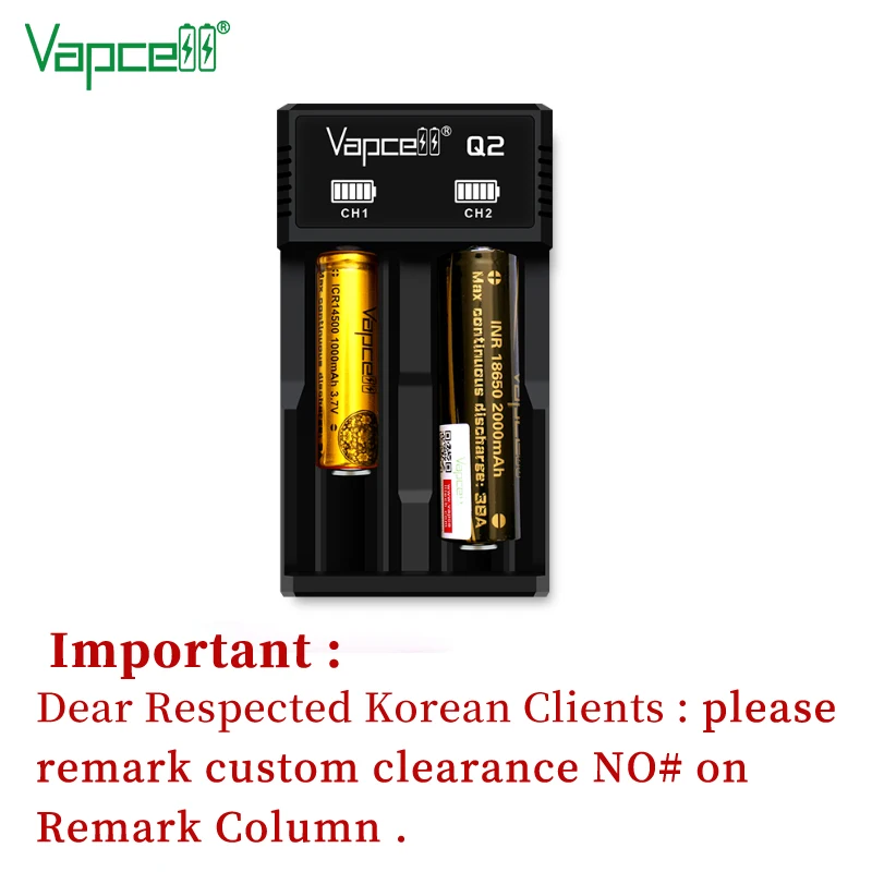 Зарядное устройство Vapcell Q2 Простой Умный 2 слота 1 А Micro USB светодиодный индикатор