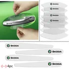 Наклейка на дверную ручку автомобиля, прозрачная защитная пленка для Skoda Octavia Kodiaq Fabia Rapid Superb A5 A7 2 Kamiq Karoq, товары, 8 шт.