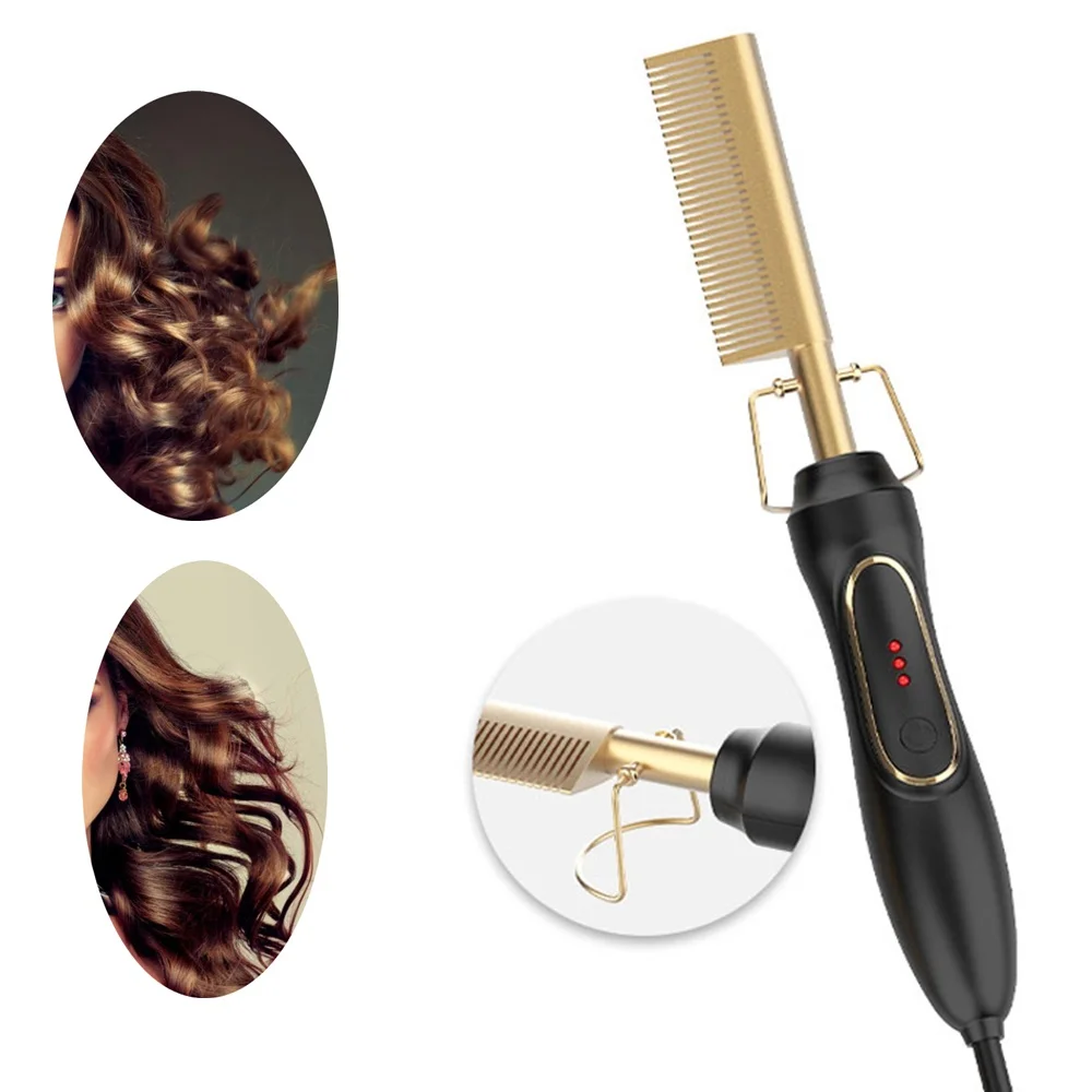 

Hair Straightener Flat Irons Wet Dry Use Brush Comb Hot Heating Hair Straight Styler Curling Iron Hair Curler Comb