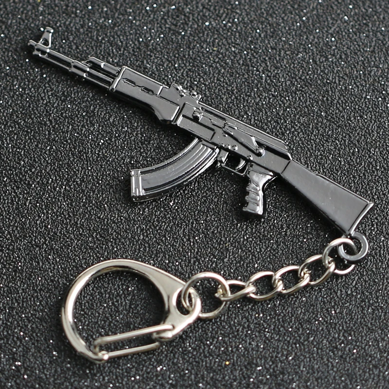 

CS GO CSGO CF Keychain AK 47 Rifle Gun Weapon Counter Strike Cross Fire AK47 AK-47 Keyring Key Chain Ring PUBG Jewelry Wholesale