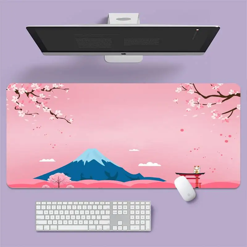 

Японский Розовый Цветущий Вишневый коврик для мыши для офиса, геймерский мягкий коврик для мыши, большой игровой ноутбук XL, Нескользящий Ре...