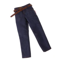 16 male classic denim jeans pants w belt for 12 enterbay zy toys action figure clothes dark blue