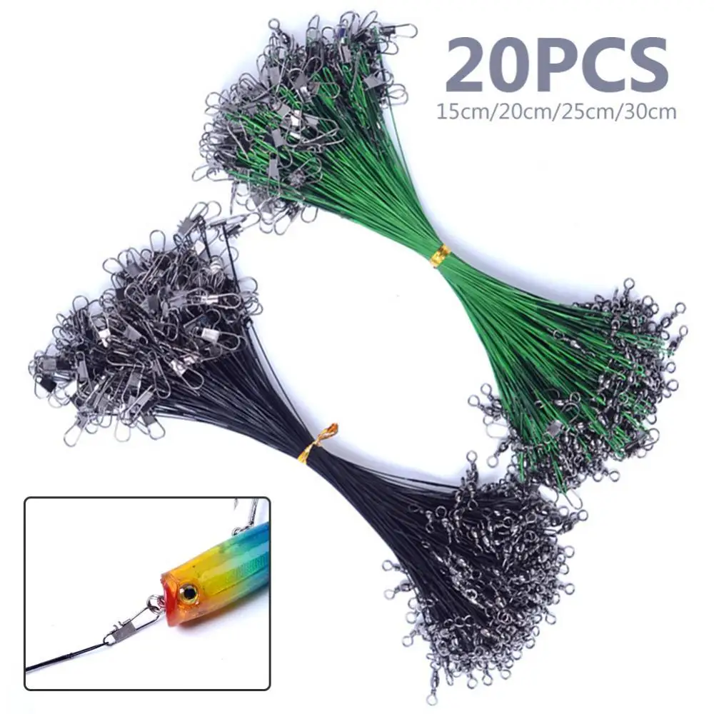 

20Pcs Anti-Bite Steel Wire Leader Swivel Fishing Line Tackle Tool Fish Accessory