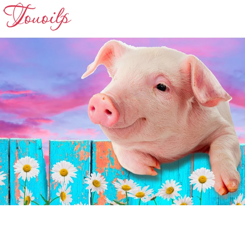 Алмазная вышивка TOUOILP свинка хризантемы алмазная живопись крестиком 5D