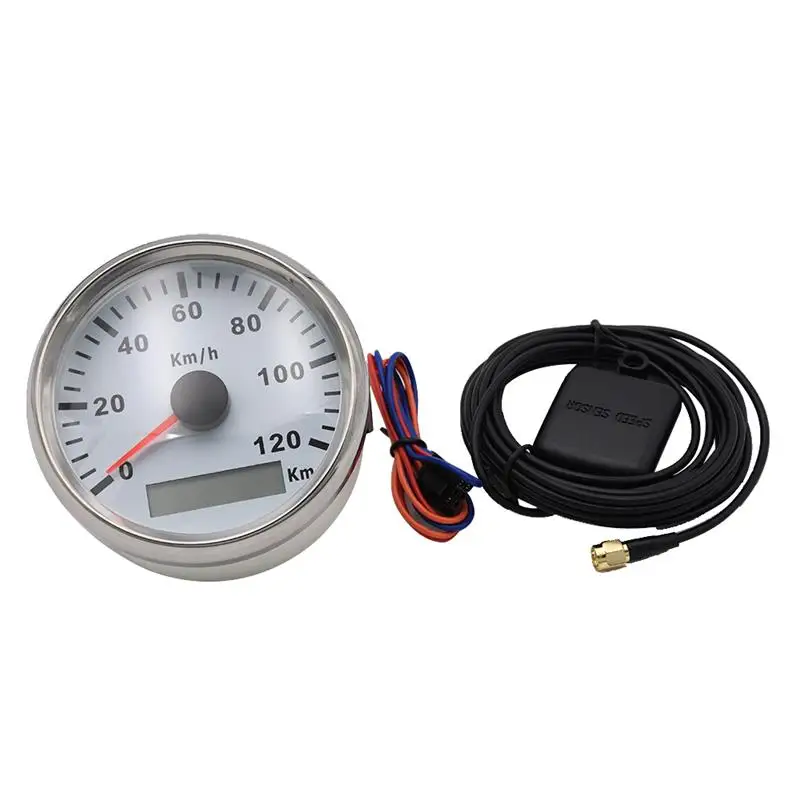 

85mm 120 km/h Motorcycle Auto GPS Speedometer odometer Digital Waterproof Gauge Meter for Car Truck Boat 12V 24V Red Blacklight