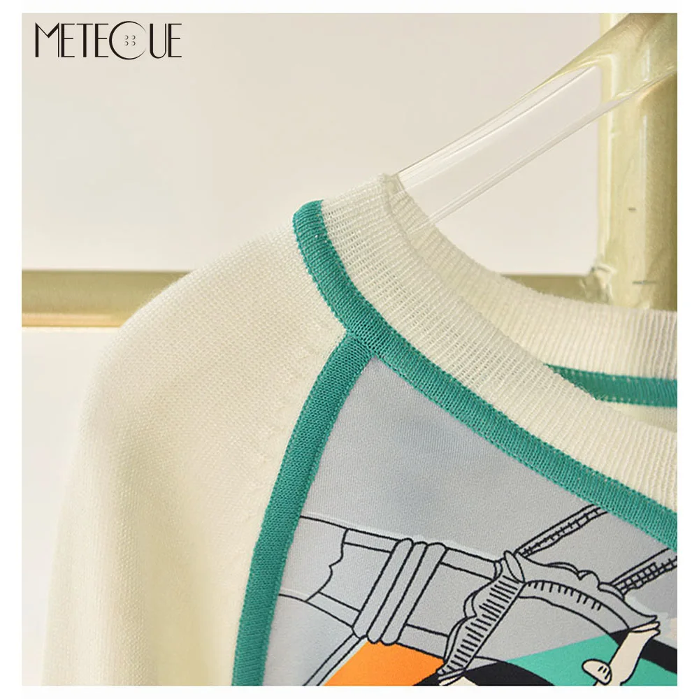 

Wool Twill Silk Patched Women Tops 2021 Spring Summer New Fashion Long Sleeve Women Tees