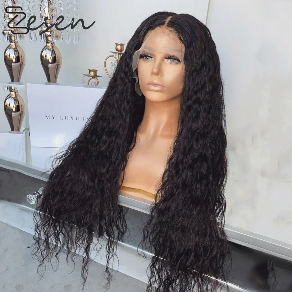 

Synthetic Lace Front Wig Long Water Wave Hair Black Wigs for Women Heat Resistant Natural Hairline Cosplay Wigs