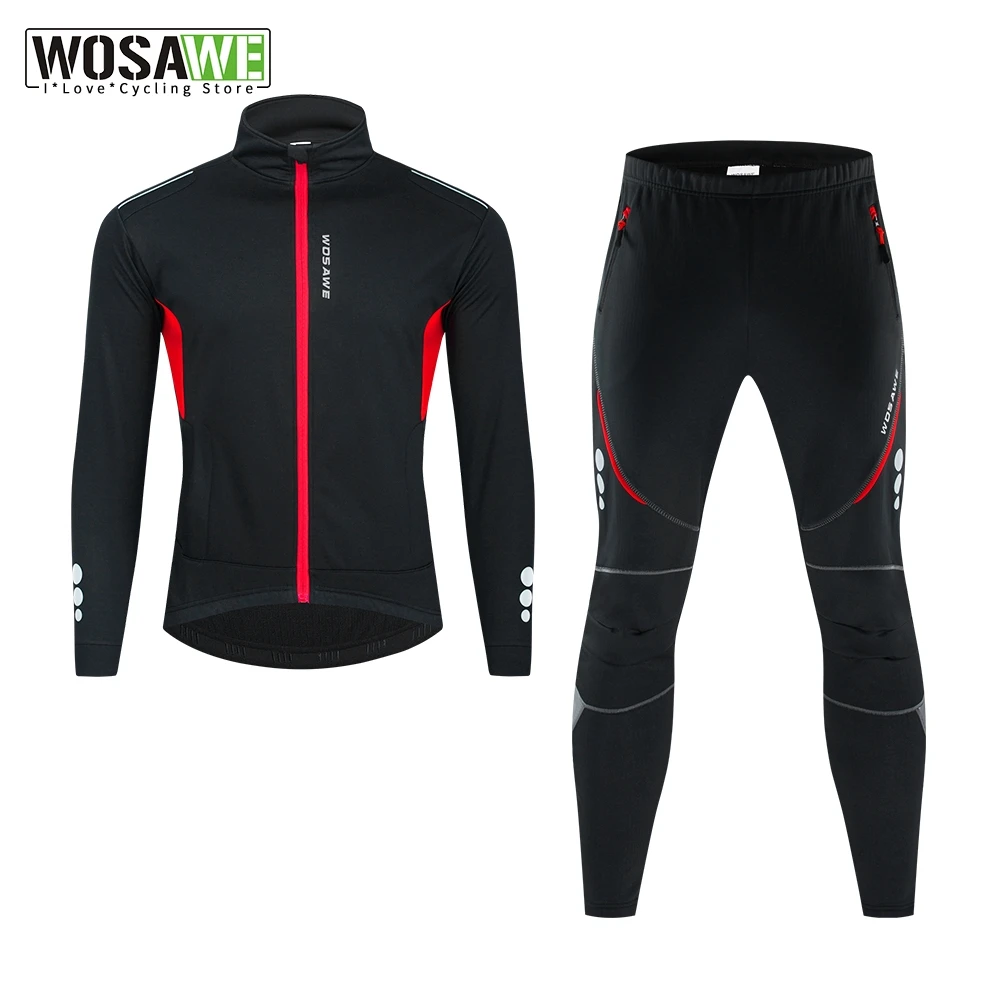WOSAWE велосипедная куртка с длинными рукавами и штаны зимний комплект из теплого