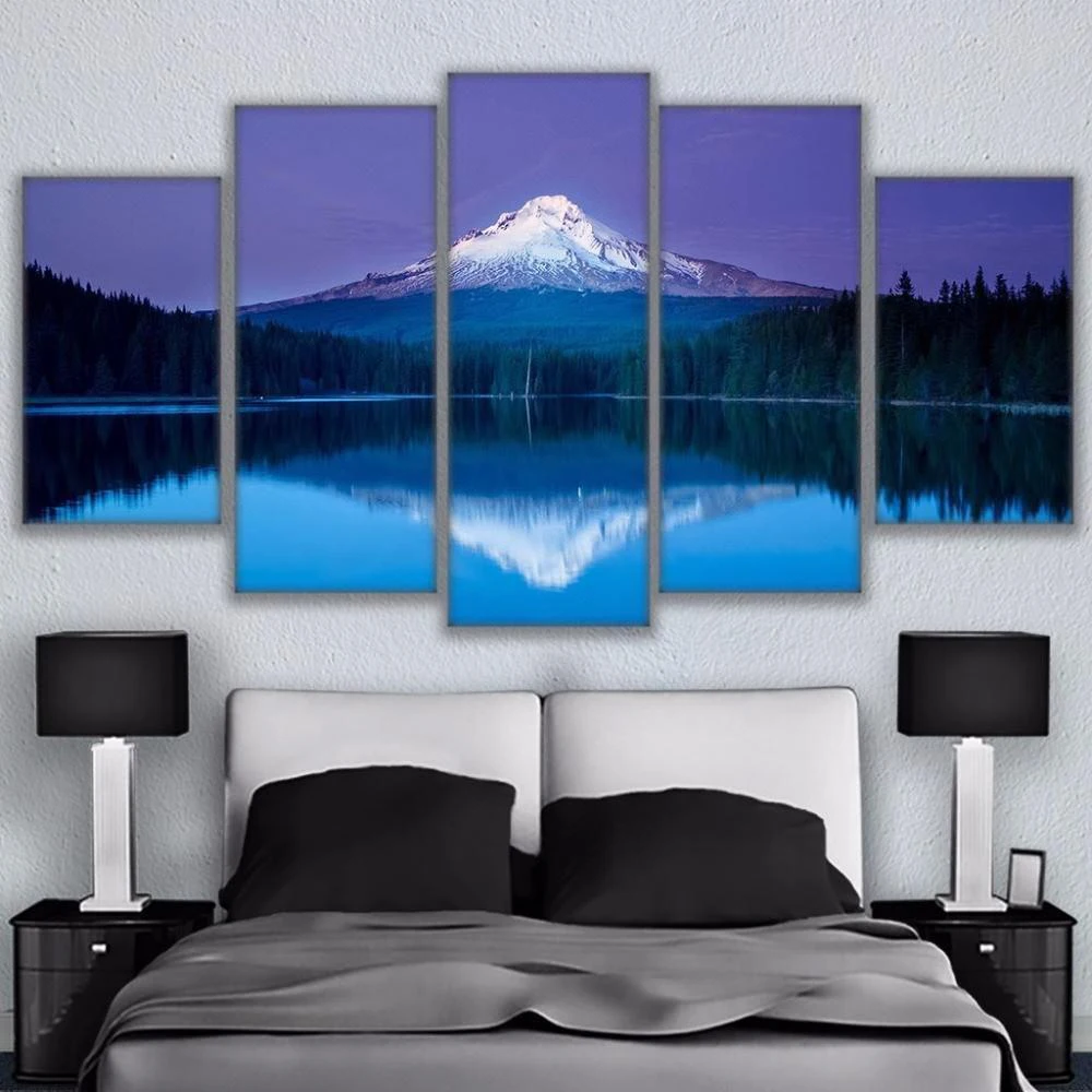 

5 Pieces Wall Art Canvas Painting Mount Fuji Landscape Poster Modern Living Room Bedroom Home Decoration Framework Pictures