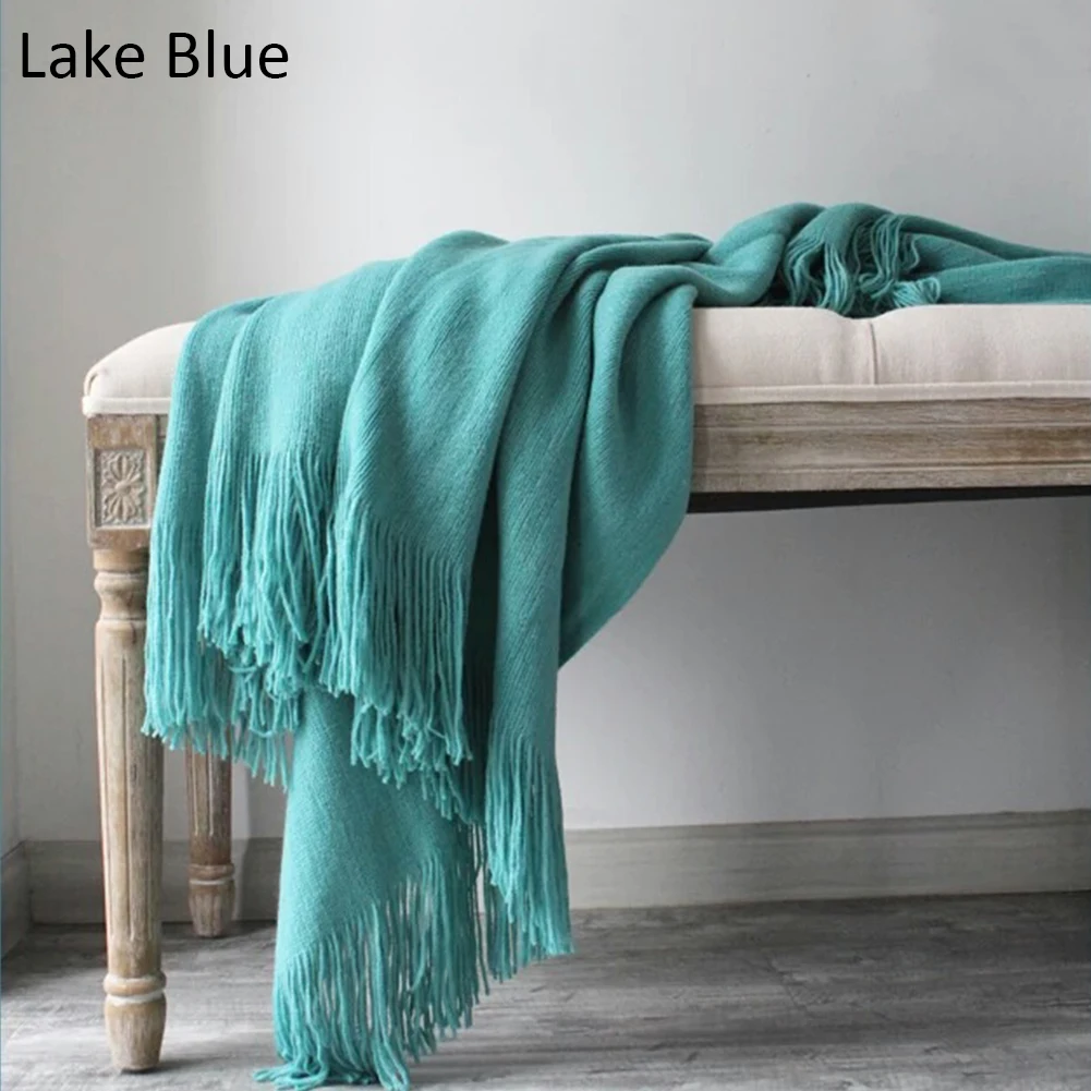 Lake Blue Новое одеяло в скандинавском стиле Супер Мягкое хлопковое кашемировое одеяло для дивана зимний лежак постельные принадлежности теплое мягкое стеганое одеяло покрывало на кровать - Цвет: Lake Blue