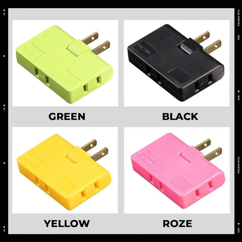 

One In Three Converter 180 Degree Rotation Extension Plug Multi plug Mini Slim Wireless Outlet Travel Adapter Light Socket