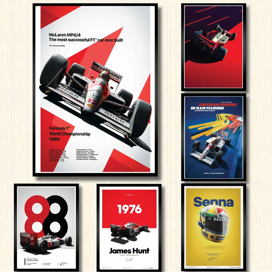 Плакат и принты популярный Айртон Сенна F1 формула макларена чемпион мира
