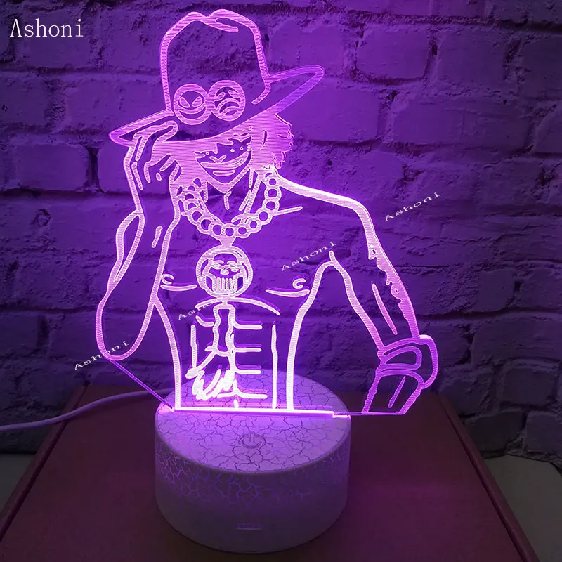

Anime One Piece Portgas D Ace Night Light Home Decoration Nightlight Usb Battery Led Colorful Acrylic 3d Lamp