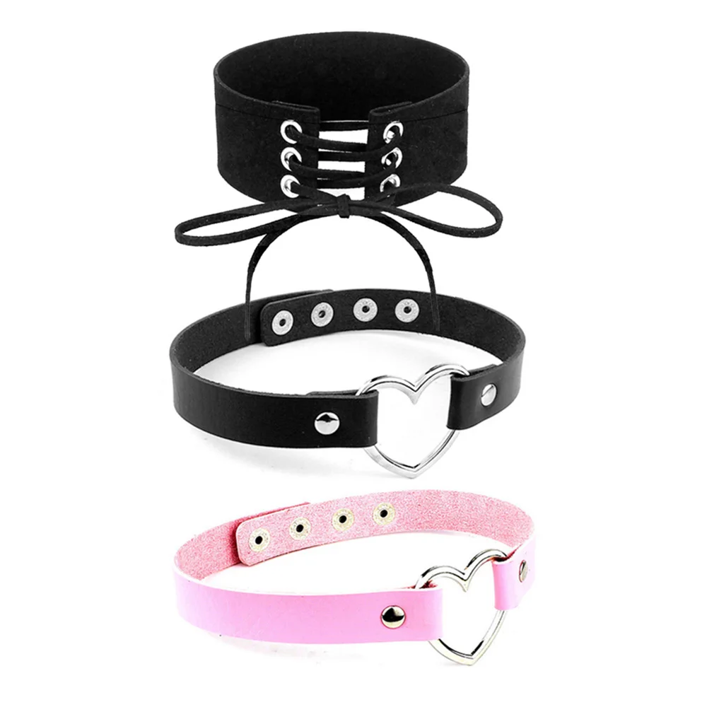 

Sexy Trendy Vintage Charm Round Gothic Collar Necklaces Jewelry Gift Gothic Leather Heart Women Punk Choker Necklace