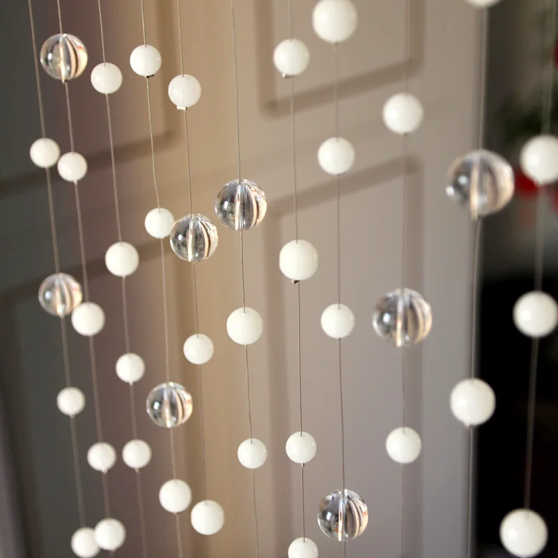 Роскошные Бусины Занавески Неправильное расположение Белое Прозрачное Стекло