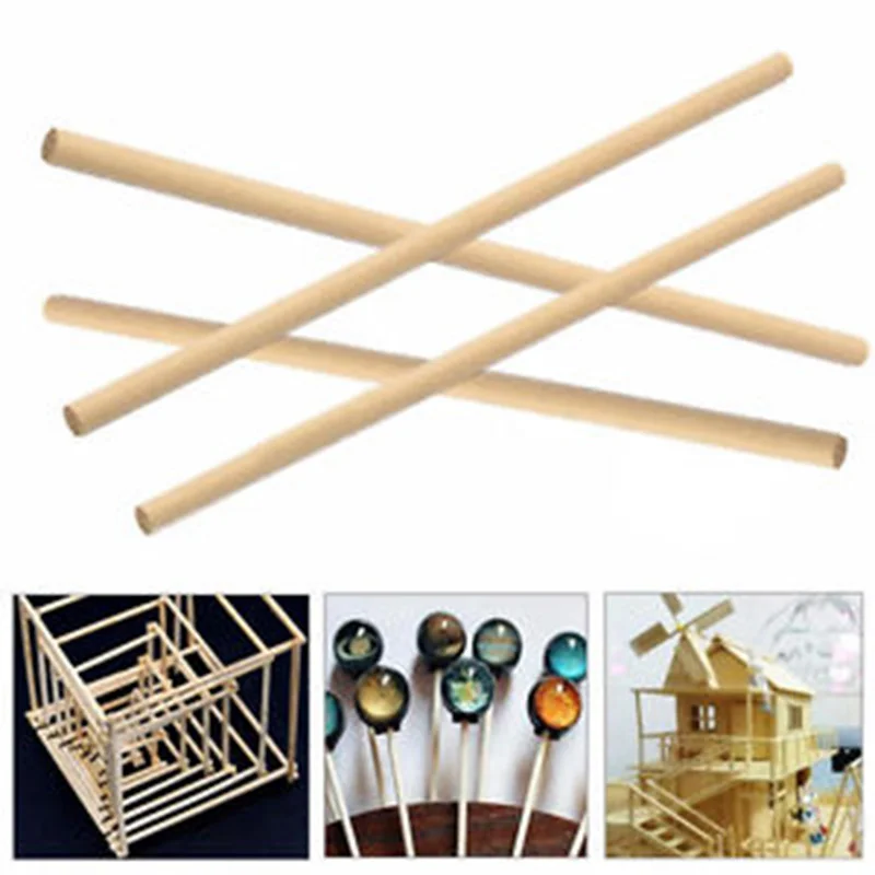 

50Pcs Pine Round Wooden Rods Counting Sticks Educational Toys Premium Durable Dowel Building Model Woodworking DIY Crafts