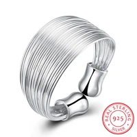 925 sterling silver open ring ins minimalist multi layer weaving lines finger ring for women statement adjustable ring