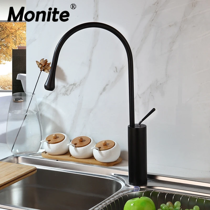 Monite Brush Золотой кухонный кран твердая латунь столешница Смеситель для мойки