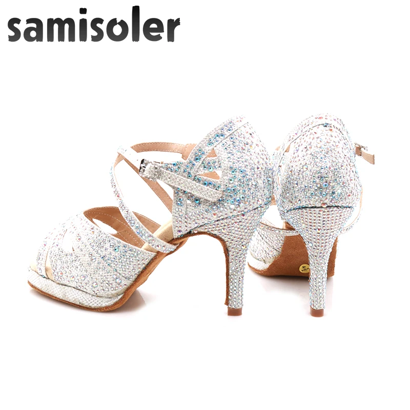 Latin Dance Shoes with Platform Jazz Ballroom Girls Rhinestone High Heels Glitter Salsa Dancing | Спорт и развлечения
