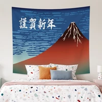 laeacco tapestry japanese style abstract mount fuji koi welcome the new year wall hangings home living room decoration polyester
