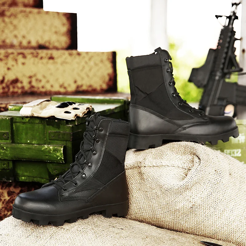 Men Military Tactical Boots Hight Quality Special Force Tactical Desert Combat Ankle Boats Waterproof Outdoor Hiking Army Shoes