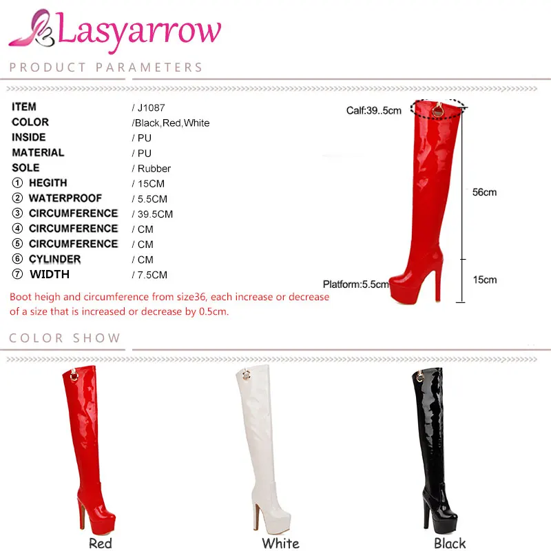 Lasyarrow/большие размеры 30-48; высокие сапоги до бедра; женская брендовая зимняя пикантная обувь из лакированной кожи; женские ботфорты с круглым носком; J1087