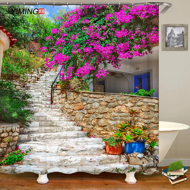 Водонепроницаемая занавеска для душа Полиэстеровая Штора ванной комнаты с 3D