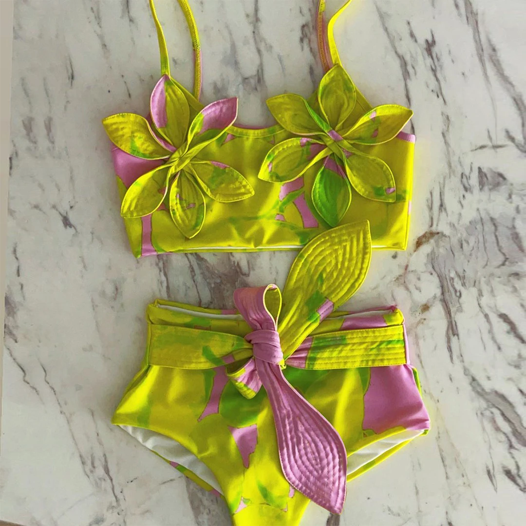 

New Sexy Bikini 2022 Swimwear Women Swimsuit Push Up Flower Biquini Print Swim Suit Female Summer Beachwear Bathing Suit