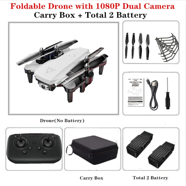 White 1080P 2B Bag 4K L103 радиоуправляемые вертолеты камера Wifi Fpv Дрон Gps Дрон удержание высоты 2,4g оптическое положение потока Дрон камера радиоуправляемые игрушки для детей - Цвет: White 1080P 2B Bag