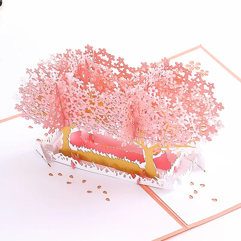 1 шт. розовая Выдвижная 3D открытка сакуры с конвертом для вечерние ринки сувениры