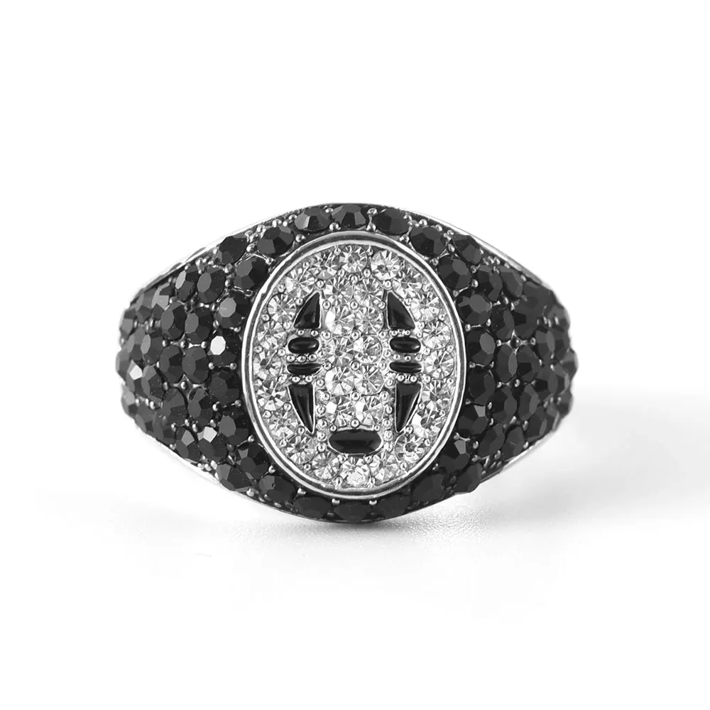 

Harong Cute Anime Spirited Rings Away Ghost No Face Boy Girl Black Crystal Classic Jewelry Funny Enamel Quality Ring Women Gift