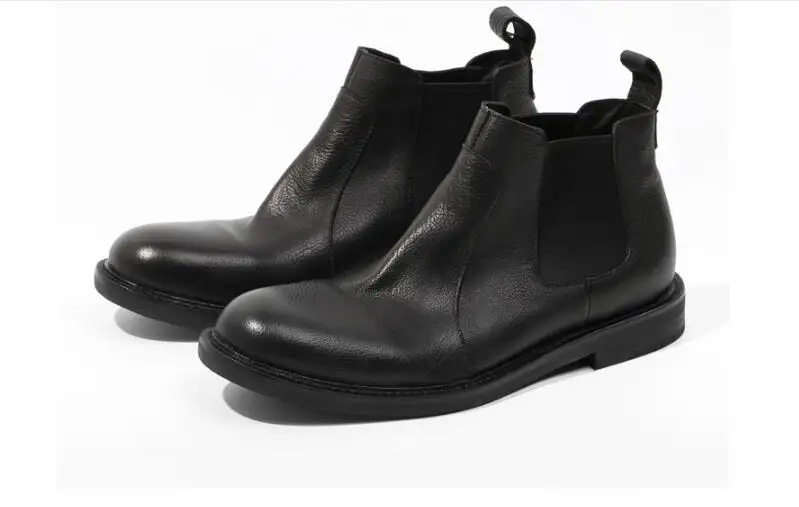 

New arrival Chelsea boots Retro Martin Boots for men short casual Men shoes Slip on Genuine Leather Ankle Men's Boots