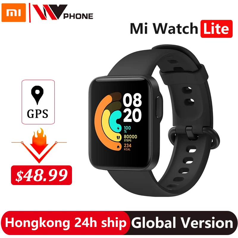 Xiaomi Mi часы Lite GPS который надевается на кисть для контроля пульса во время занятий