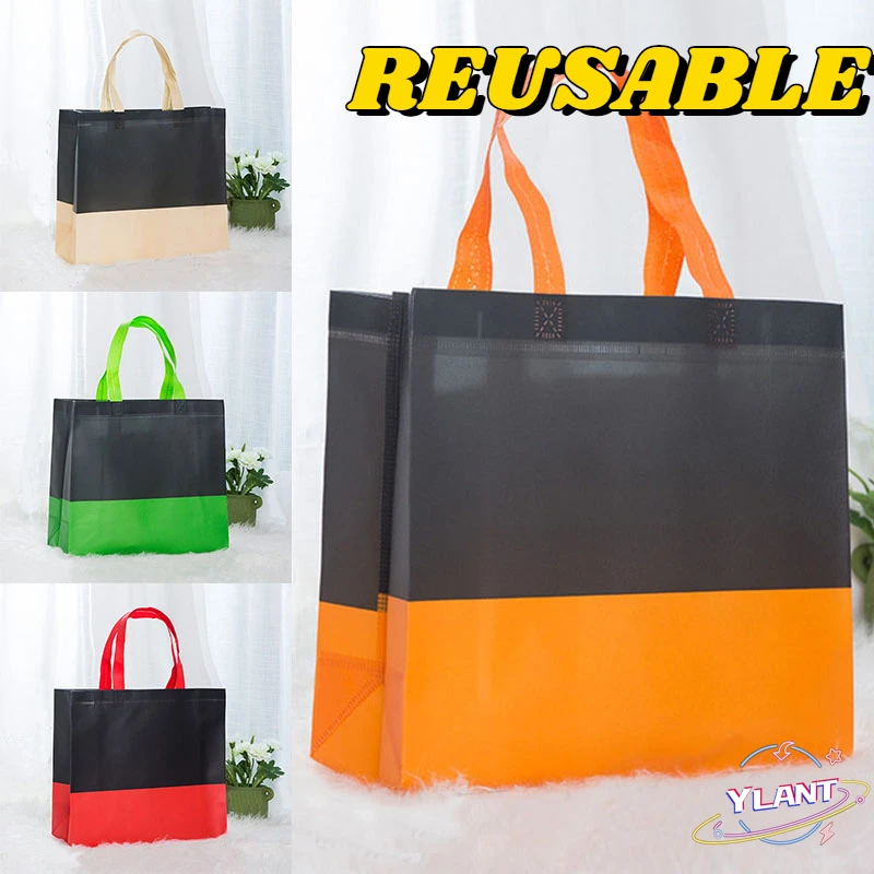 

Foldable Shopping Bag Reusable Square Shopping Bag Non-Woven Folding Travel Shopper Bag Patchwork Color Portable Storage Bags