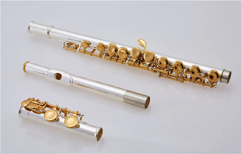 Флейта для студентов маленькое колено с 16 отверстиями отверстий серебристый
