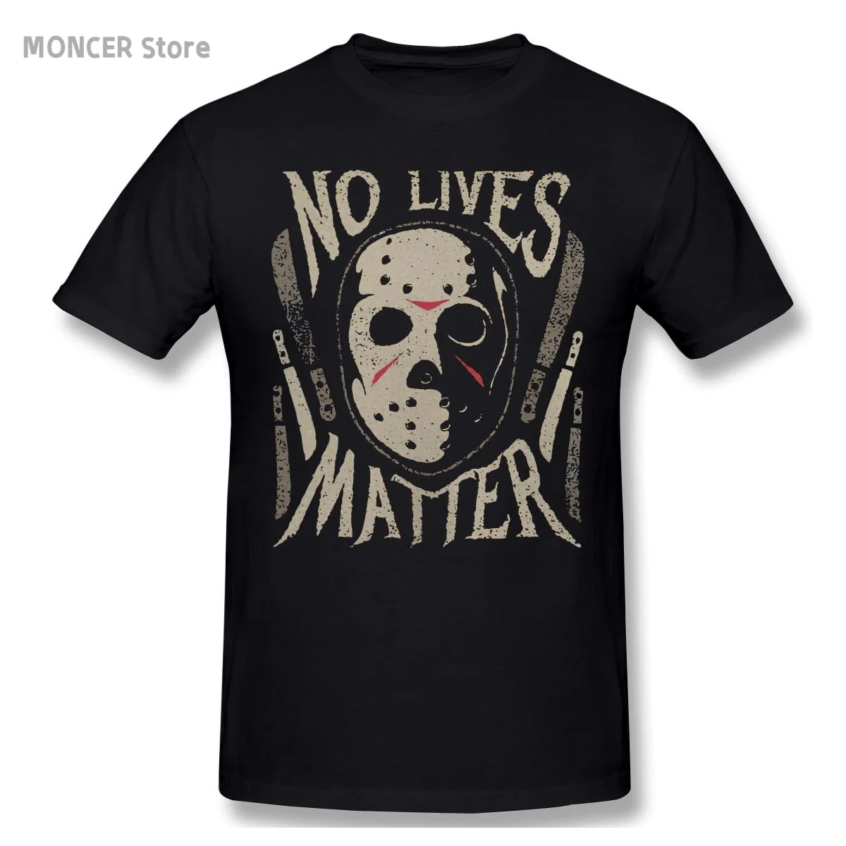 

Novelty No Lives Matter Horror Tonight T-Shirt Men Round Neck Pure Cotton T Shirt Devil Monsters Tee Shirt Big Size Tops